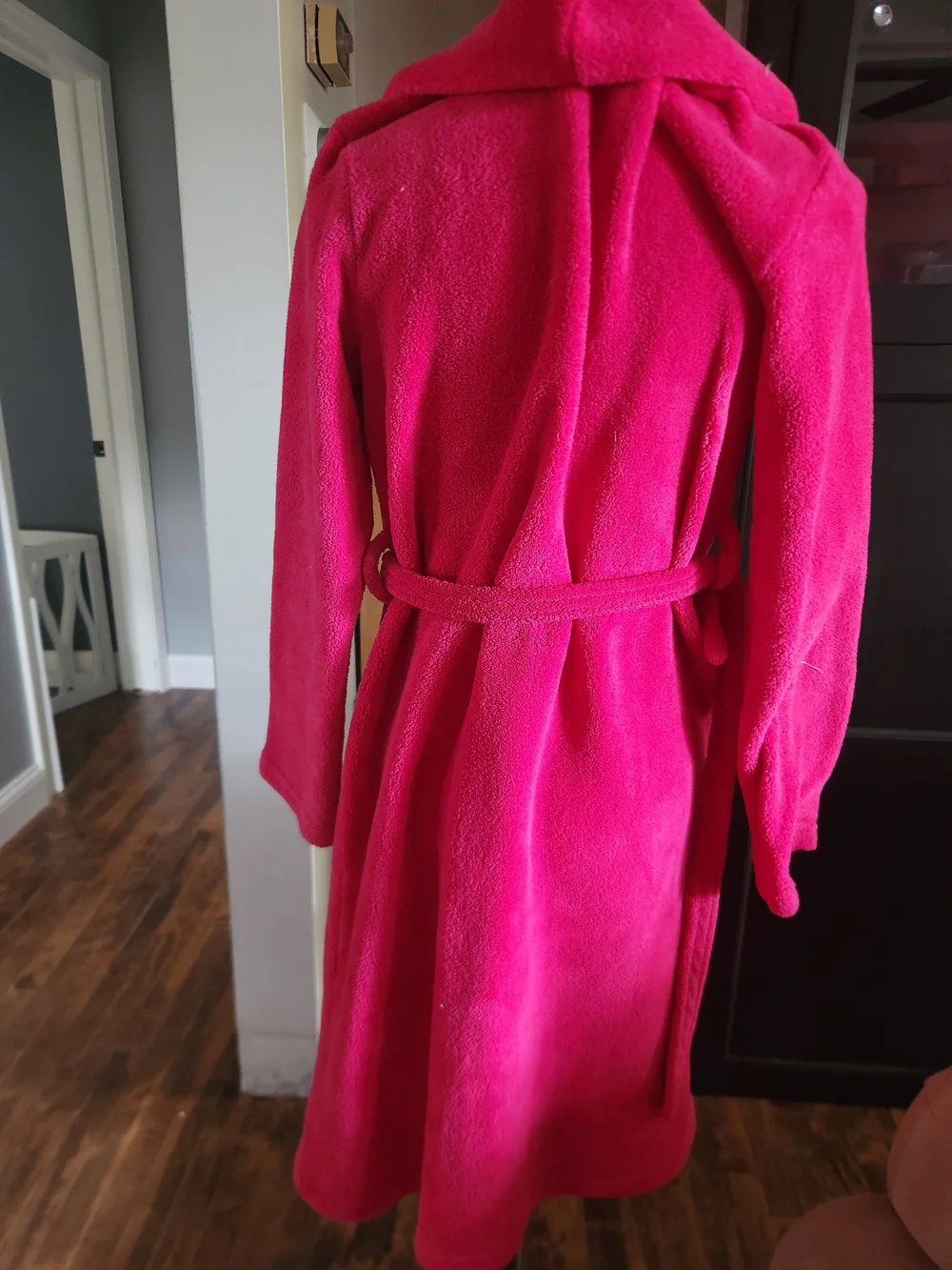 Joe Boxer Hot Pink Hooded Fleece Robe with 'CUTE' Embroidery